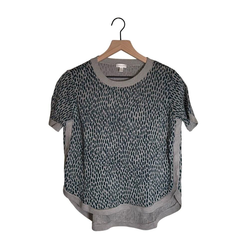 GARNET HILL linen classic Light Gray Women's Cowl Neck short sleeve Sweater S